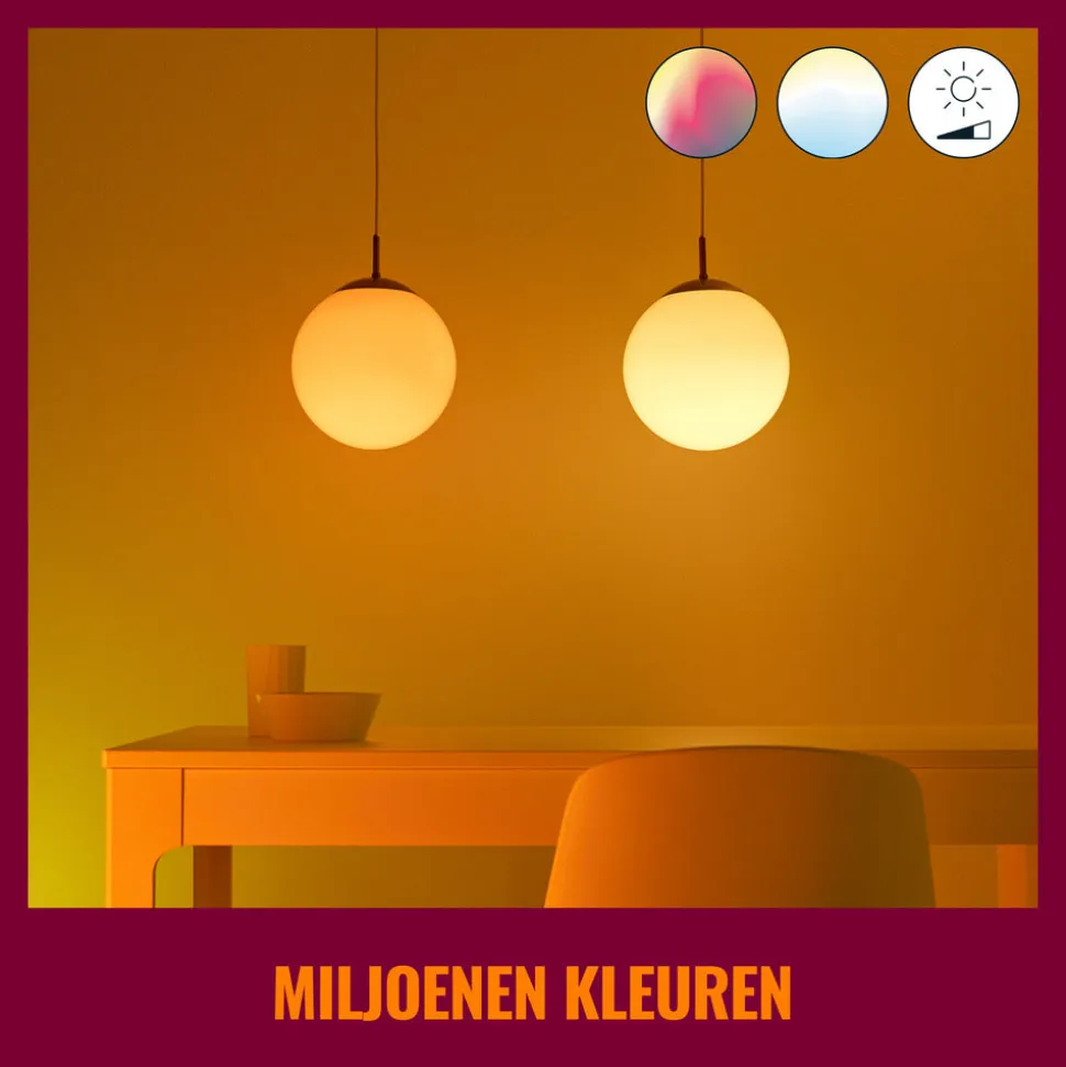 WiZ Slimme LED-Lamp E27 60W A60 Gekleurd en Wit Licht Mat 2st