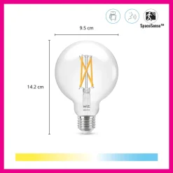 WiZ Slimme LED-Lamp E27 60W Globe Filament Warm Tot Koelwit Licht Transparant