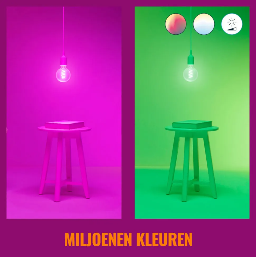 WiZ Slimme LED-Lamp E27 40W Globe Filament G95 Gekleurd en Wit Licht Transparant