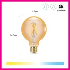 WiZ Slimme LED-Lamp E27 50W Globe Filament Warm Tot Koelwit Licht Goud