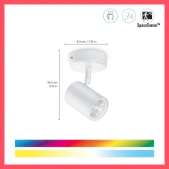 WiZ Slimme LED-Opbouwspot Draaibaar 5W Gekleurd en Wit Licht Imageo Wit