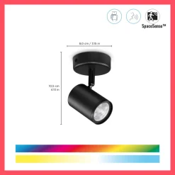 WiZ Slimme LED-Opbouwspot Draaibaar 5W Gekleurd en Wit Licht Imageo Zwart