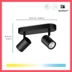 WiZ Slimme LED-Opbouwspot Draaibaar 5W Warm tot Koelwit Licht Imageo Zwart 2st