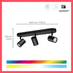 WiZ Slimme LED-Opbouwspot Draaibaar 5W Gekleurd en Wit Licht Imageo Zwart 3st